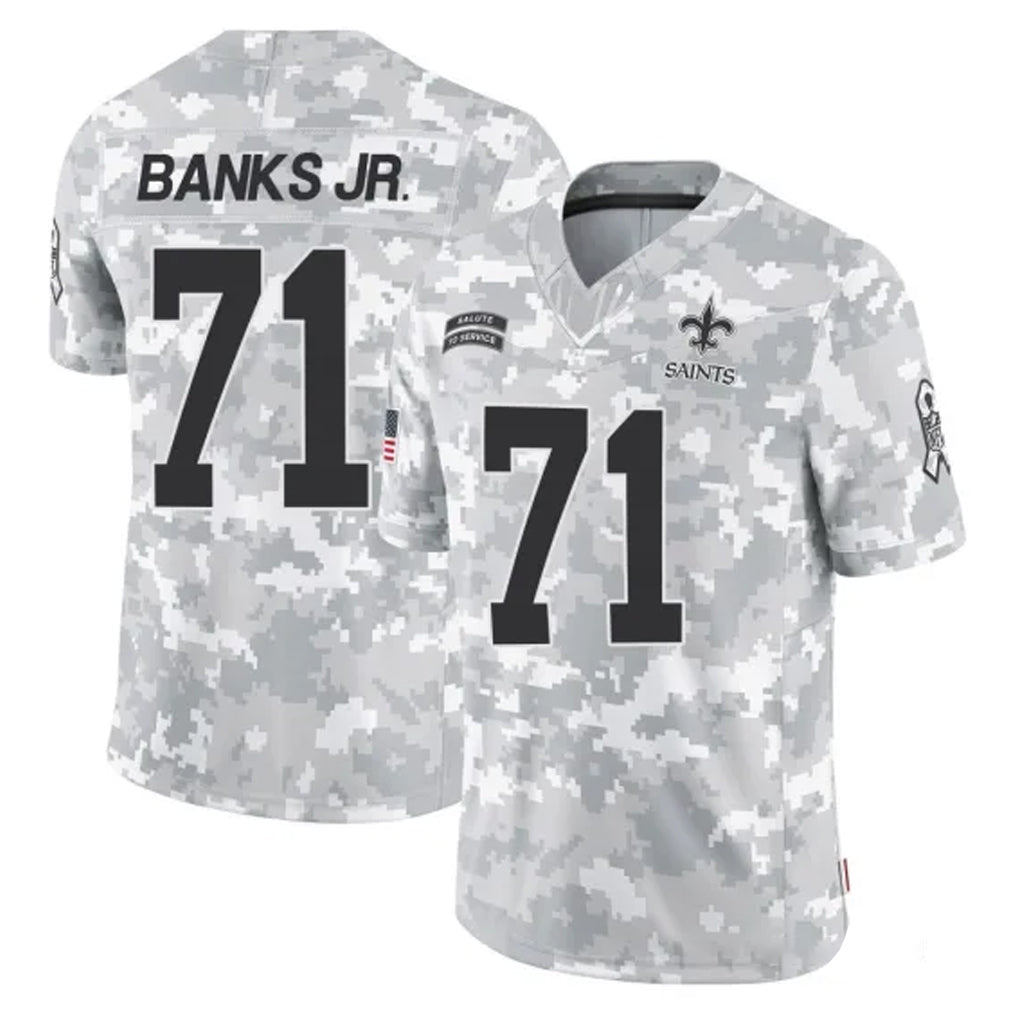 NO.Saints #71 Kelvin Banks Jr. Player Arctic Camo Salute To Service Limited Game BALCE Stitched Jerseys