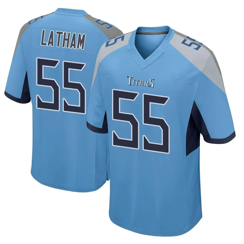 T.Titans #55 JC Latham Player Light Blue Home Game BALCE Stitched Jerseys