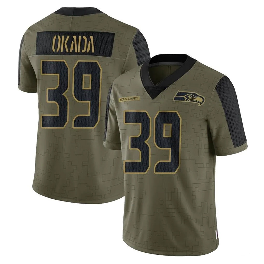 S.Seahawks #39 Ty Okada Player Olive Salute To Service Limited Game BALCE Stitched Jerseys
