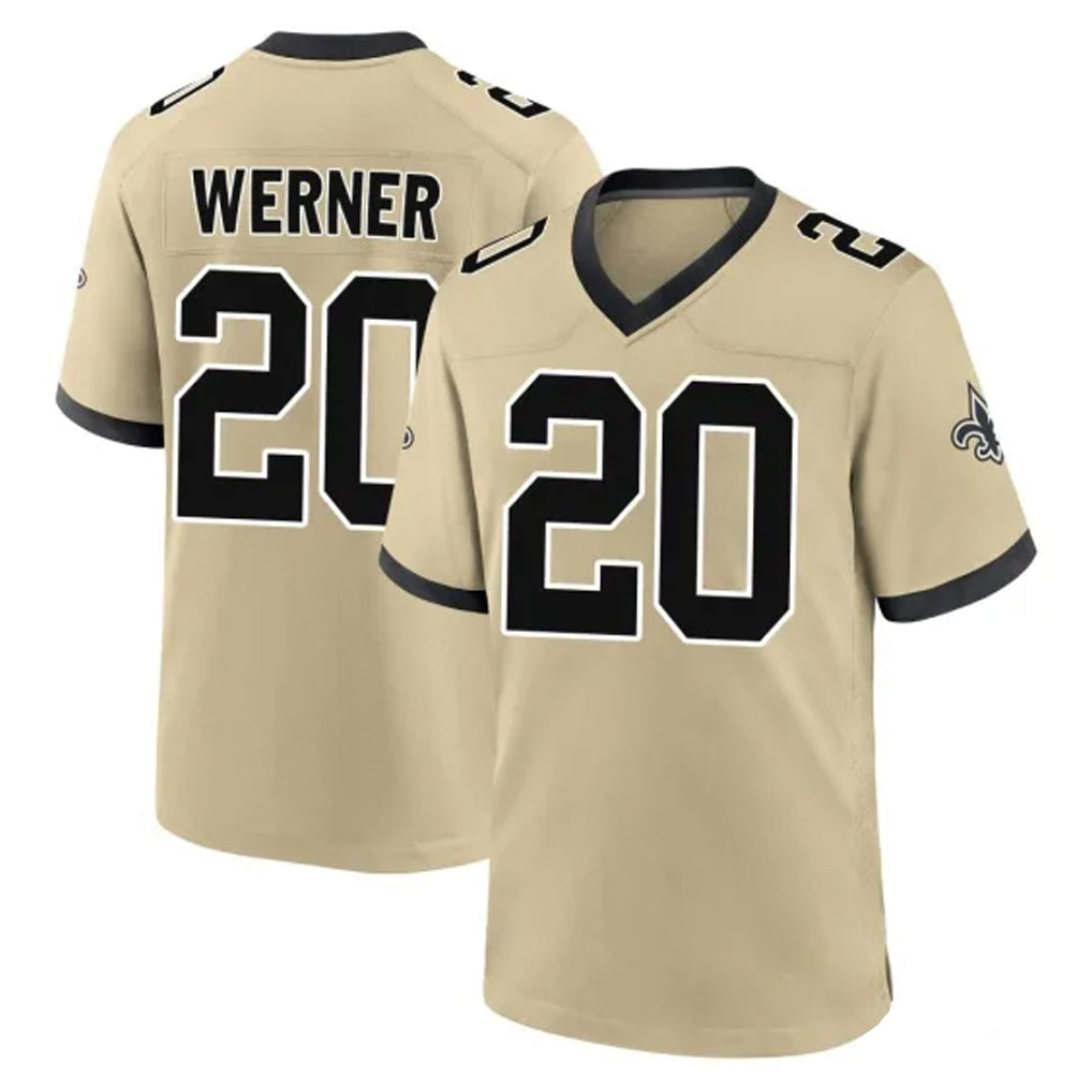 NO.Saints #20 Pete Werner Player Gold Home Game BALCE Stitched Jerseys