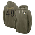LA.Rams #48 Omar Speights Player Olive Salute to Service Pullover Hoodies Limited BALCE Stitched Jerseys