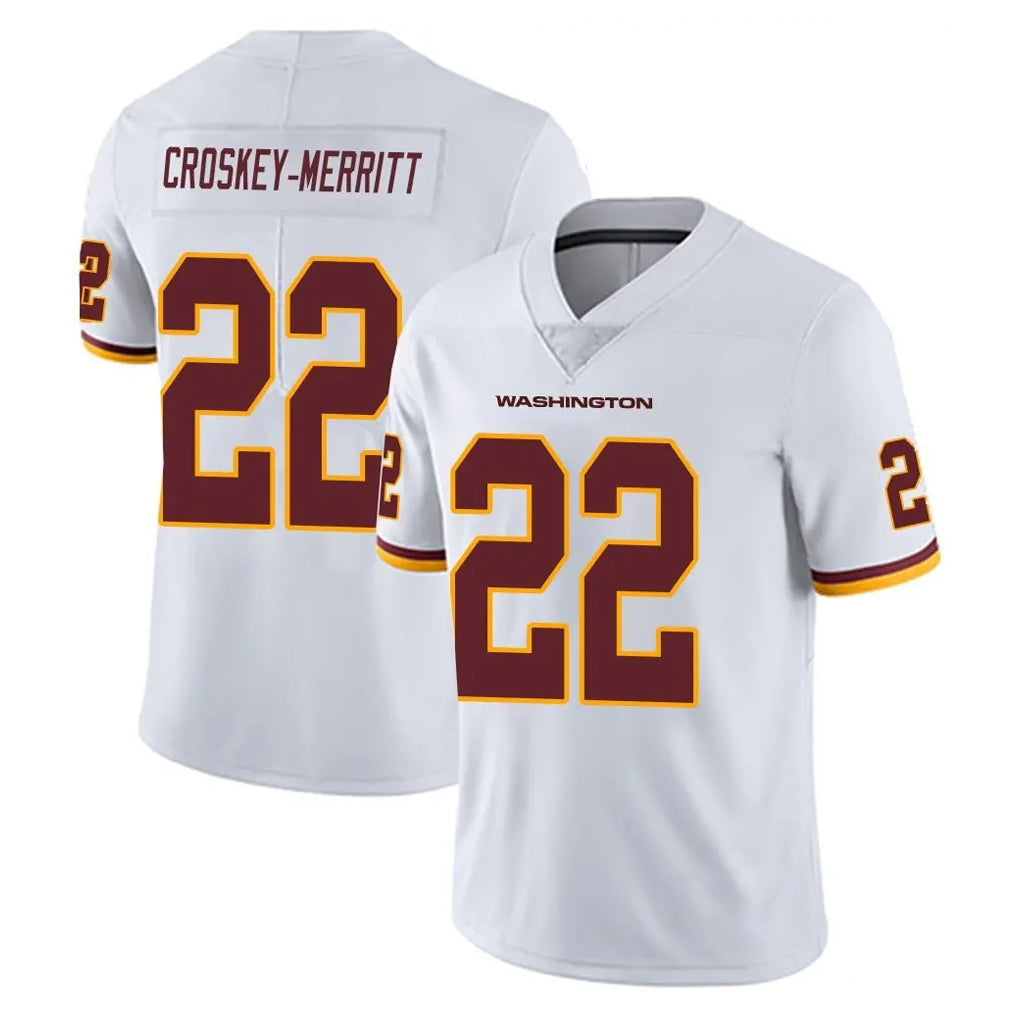 W.Commanders #22 Jacory Croskey-Merritt Player White Limited Vapor Untouchable Home Game BALCE Stitched Jerseys