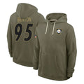 P.Steelers #95 Keeanu Benton Player Olive Salute to Service Pullover Hoodies Limited BALCE Stitched Jerseys