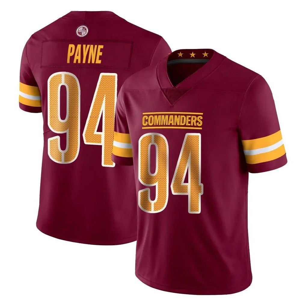W.Commanders #94 Daron Payne Player Burgundy Limited Vapor Home Game BALCE Stitched Jerseys
