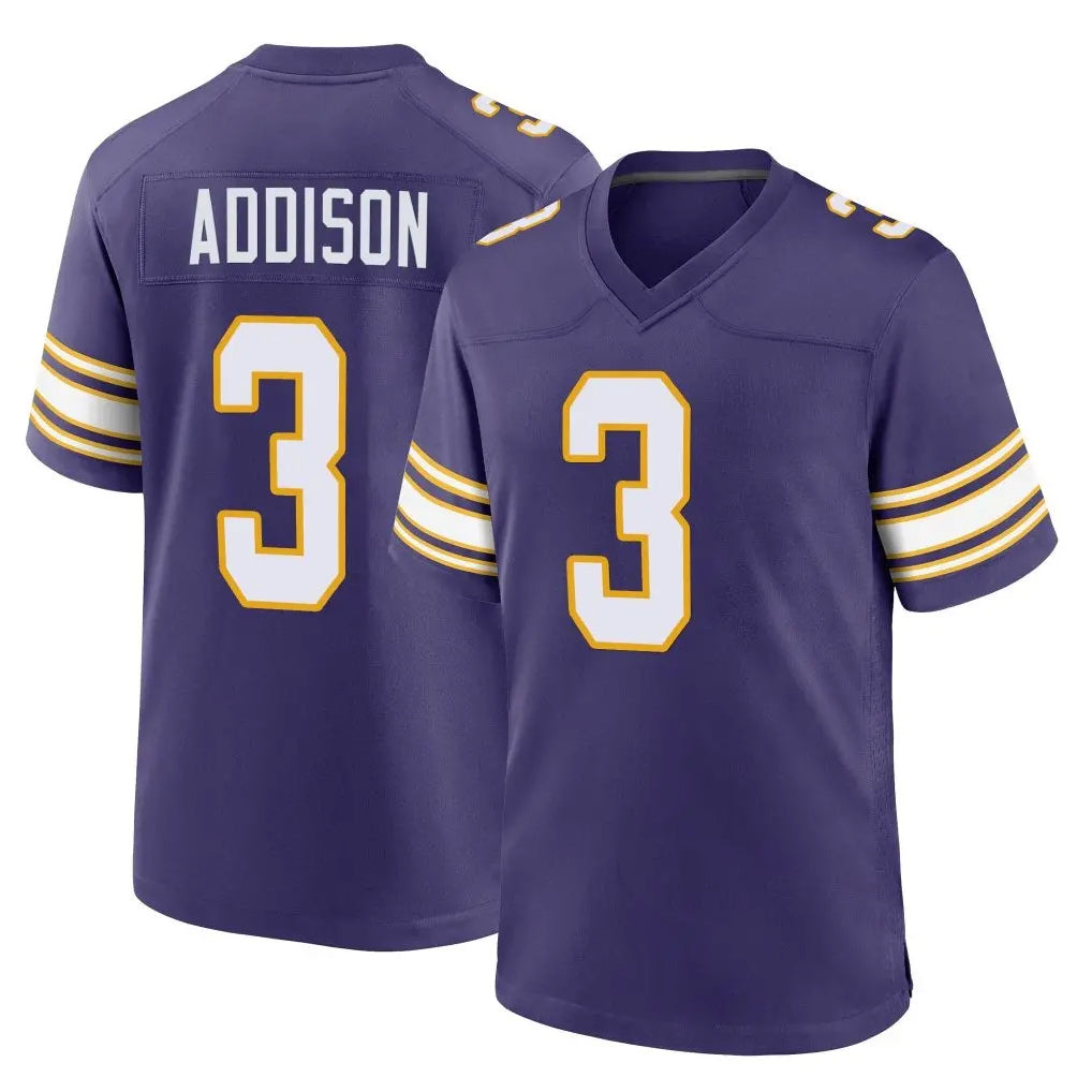 M.Vikings #3 Jordan Addison Player Purple Classic Home Game BALCE Stitched Jerseys