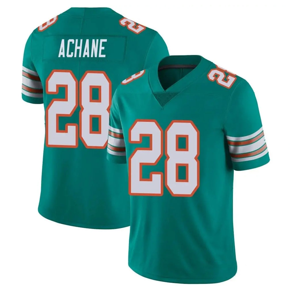 M.Dolphins #28 De'Von Achane Player Aqua Limited Alternate Vapor Untouchable Home Game BALCE Stitched Jerseys