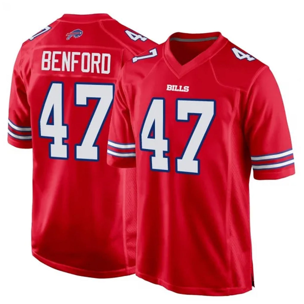 B.Bills #47 Christian Benford Player Red Home Game BALCE Stitched Jerseys