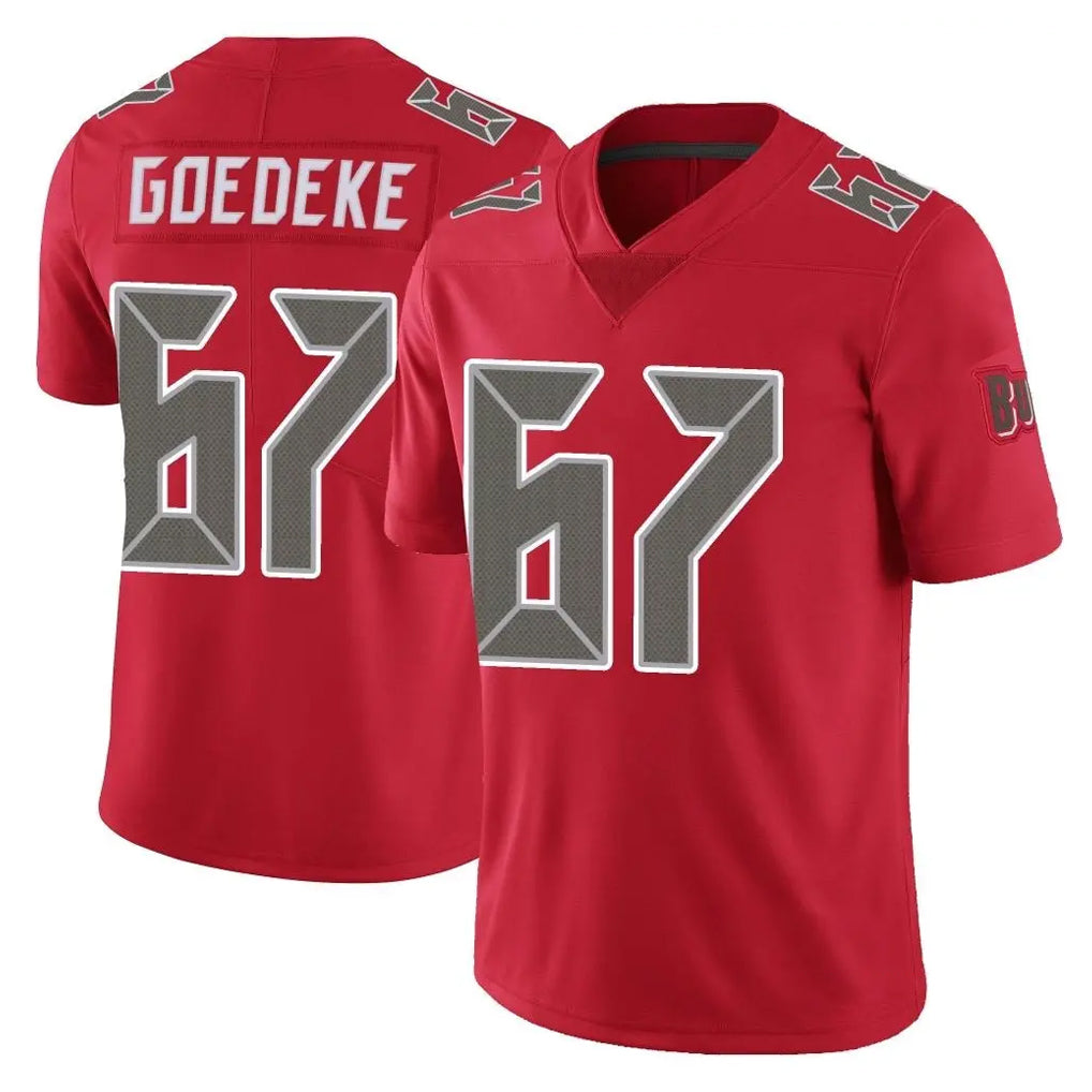 TB.Buccaneers #67 Luke Goedeke Player Red Limited Color Rush Home Game BALCE Stitched Jerseys