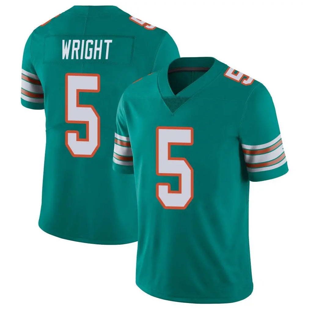 M.Dolphins #5 Jaylen Wright Player Aqua Limited Alternate Vapor Untouchable Home Game BALCE Stitched Jerseys