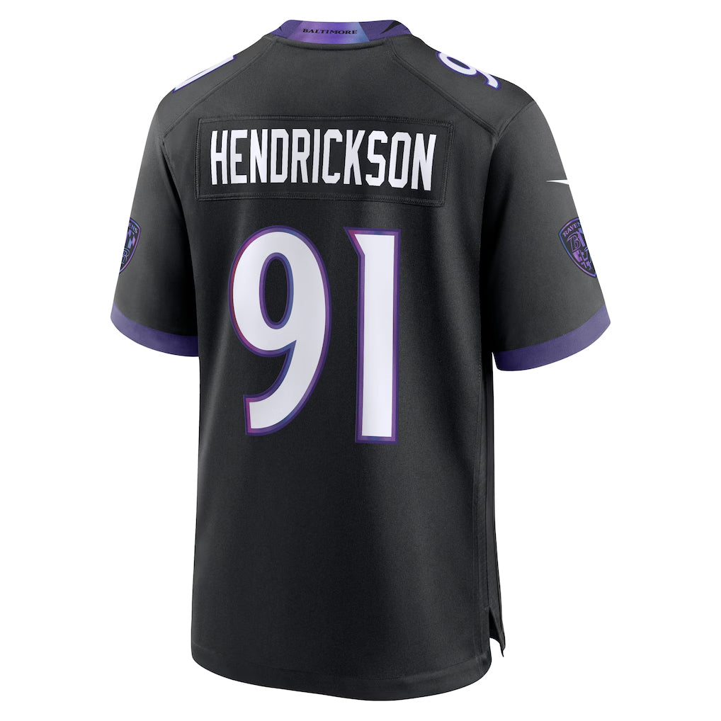 B.Ravens #91 Trey Hendrickson Player Black Home Game BALCE Stitched Jerseys