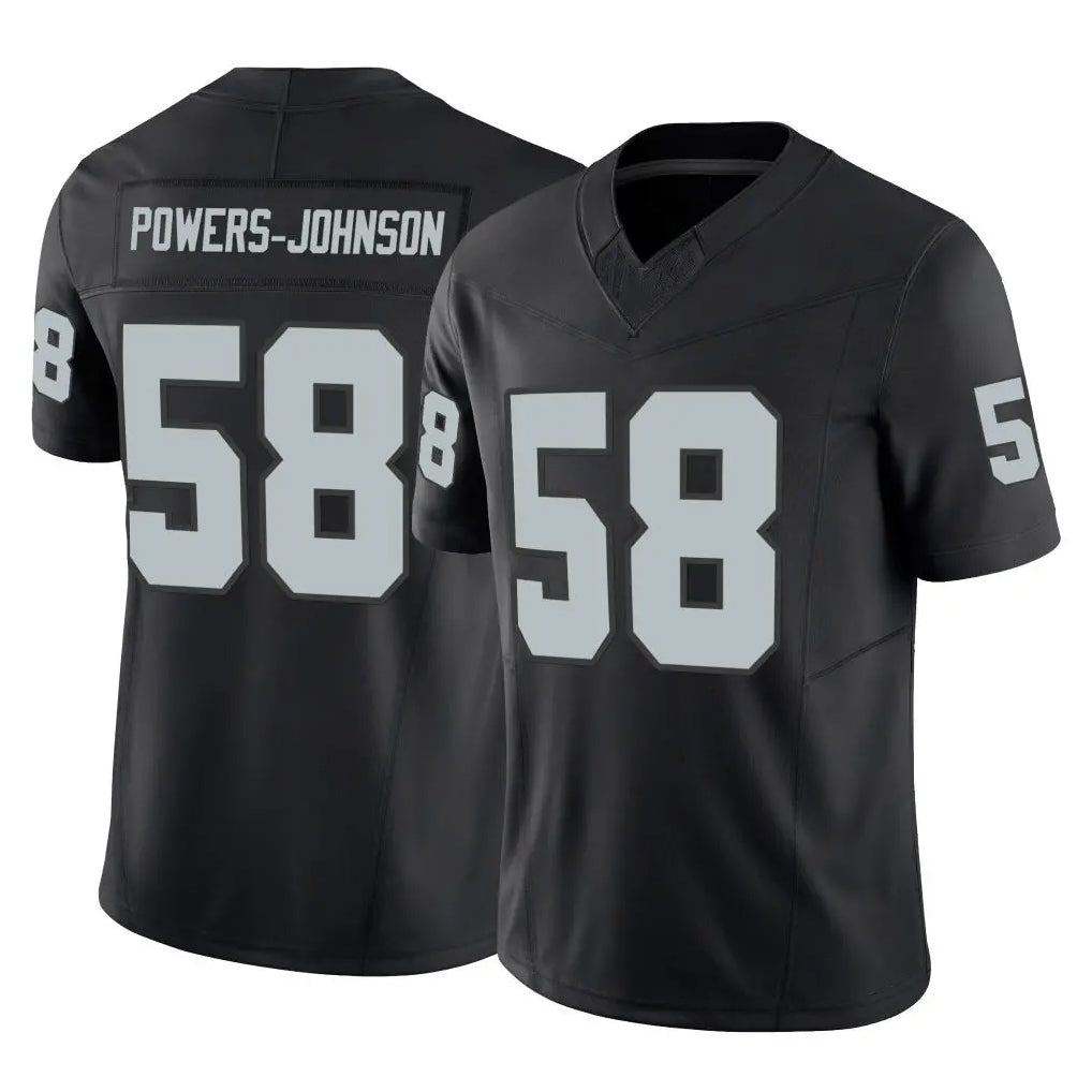 LV.Raiders #58 Jackson Powers-Johnson Player Black Limited Vapor F.U.S.E. Home Game BALCE Stitched Jerseys
