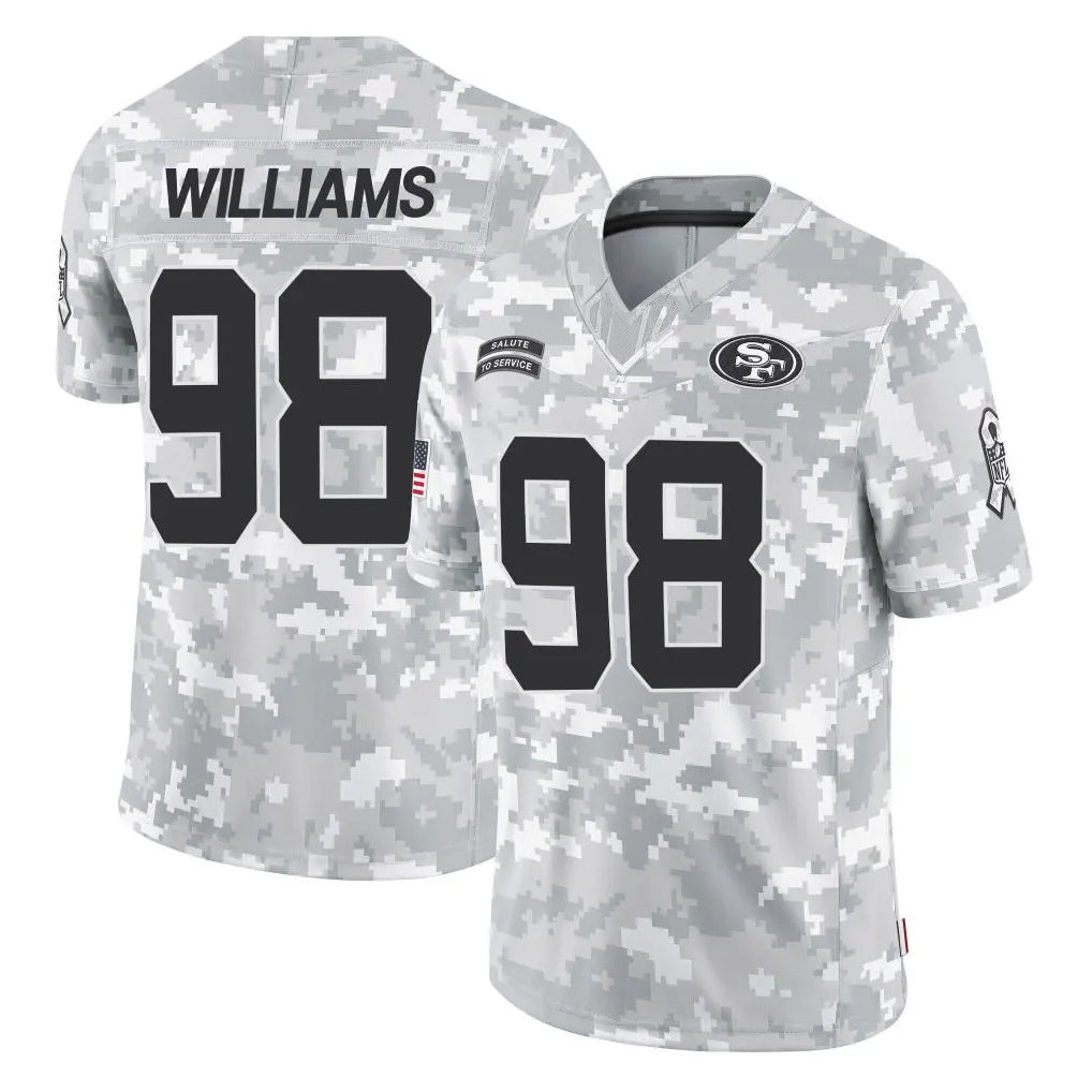 SF.49ers #98 Mykel Williams Player Arctic Camo Limited Salute To Service Home Game BALCE Stitched Jerseys