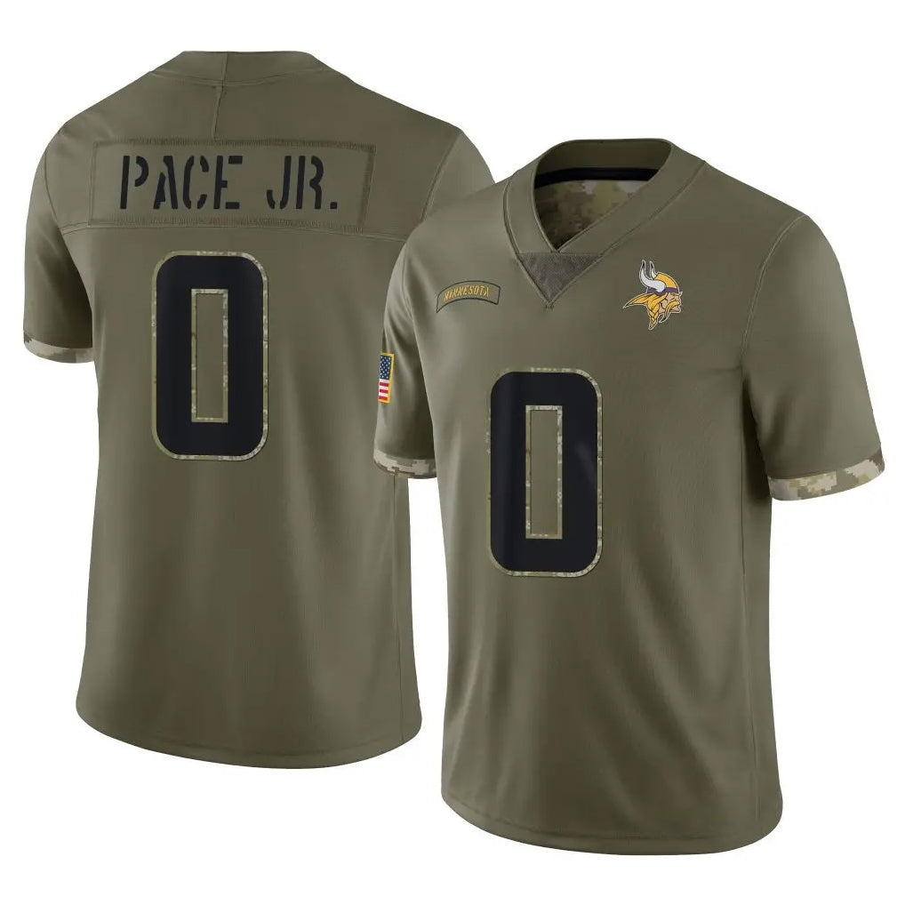 M.Vikings #0 Ivan Pace Jr. Player Olive Salute To Service Limited BALCE Stitched Jerseys
