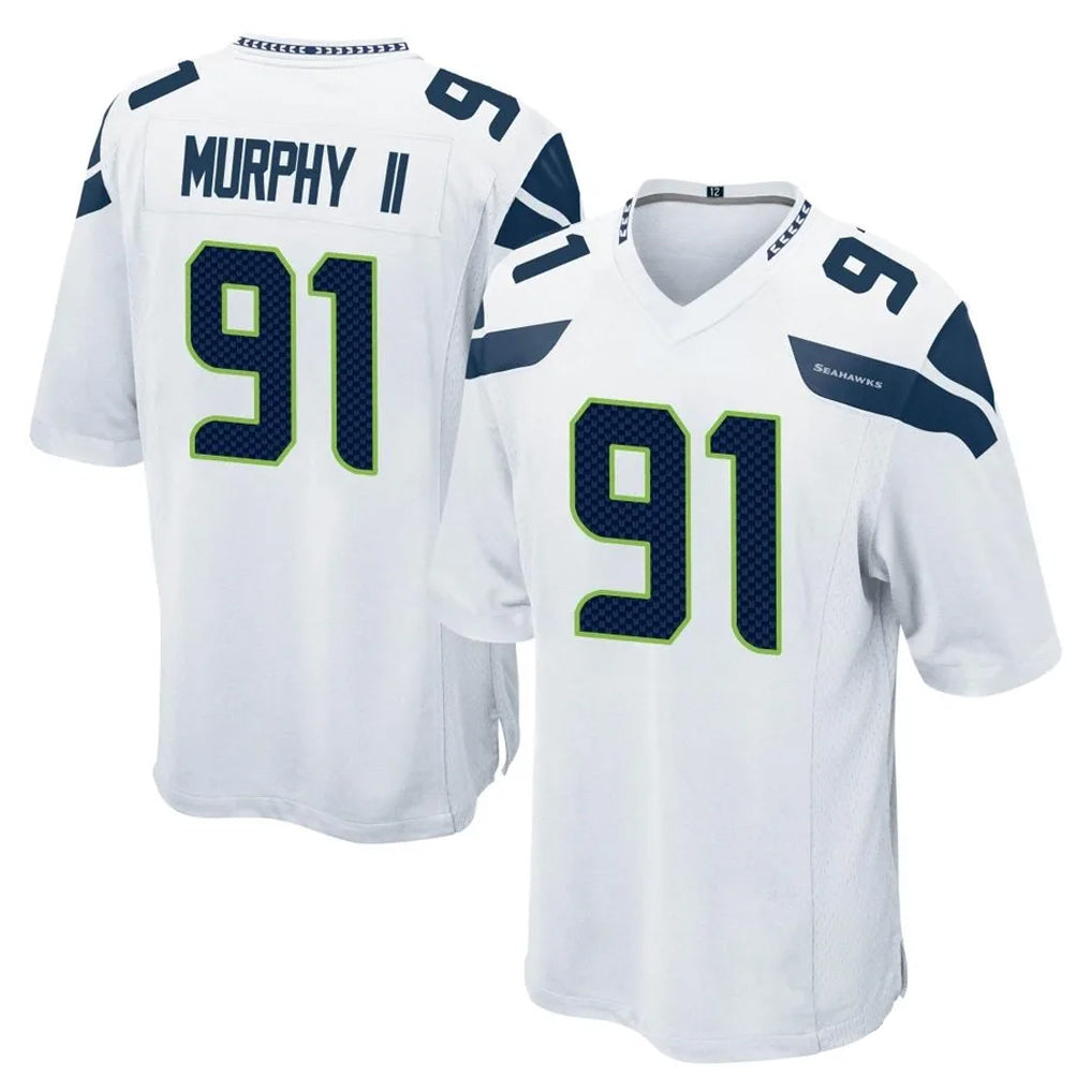 S.Seahawks #91 Byron Murphy II Player White Home Game BALCE Stitched Jerseys
