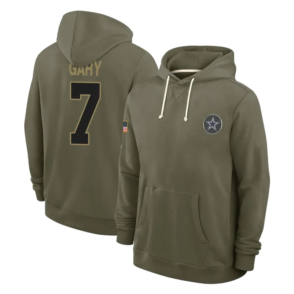 D.Cowboys #7 Rashan Gary Player Olive Salute to Service Pullover Hoodies Limited BALCE Stitched Jerseys