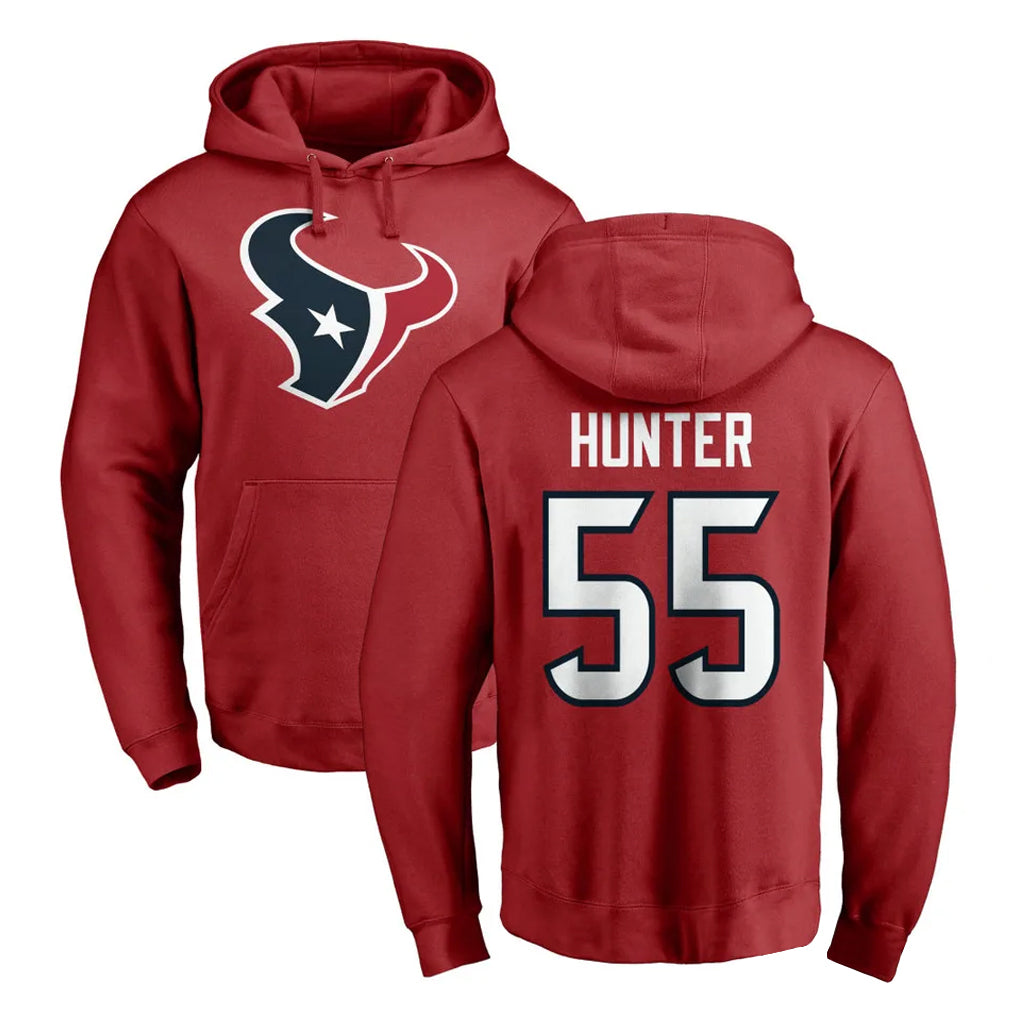 H.Texans #55 Danielle Hunter Player Red Pro Line Pullover Hoodie Limited Game BALCE Stitched Jerseys