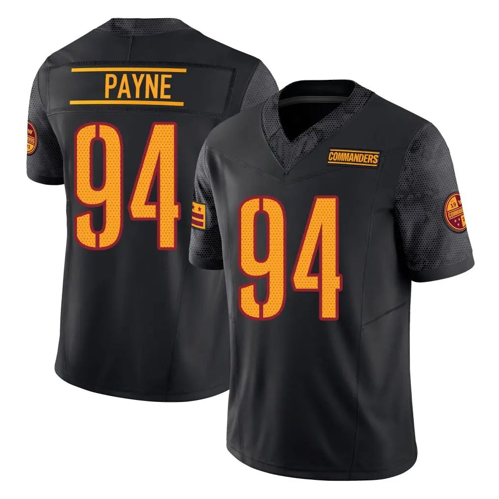 W.Commanders #94 Daron Payne Player Black Limited Vapor F.U.S.E. Home Game BALCE Stitched Jerseys