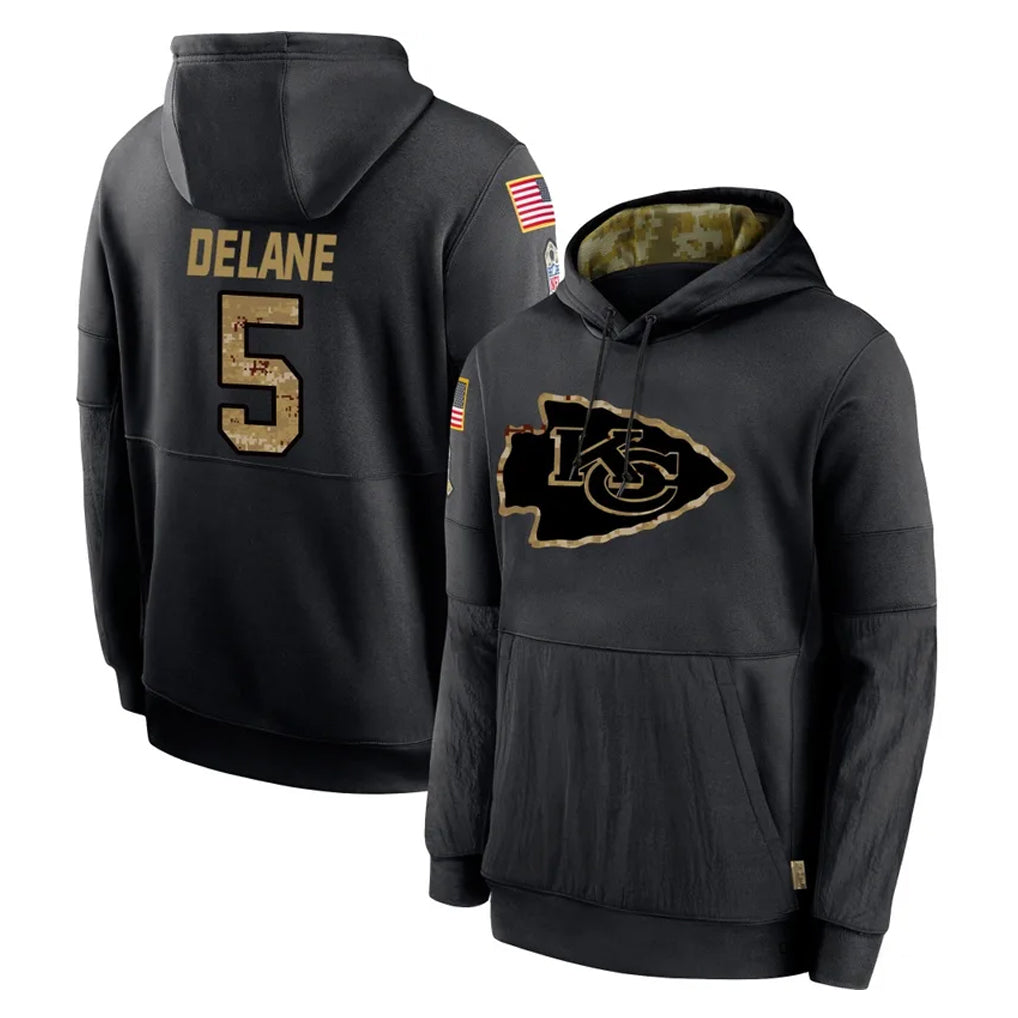 KC.Chiefs #5 Mansoor Delane Player Black Salute to Service Hoodies Limited Game BALCE Stitched Jerseys