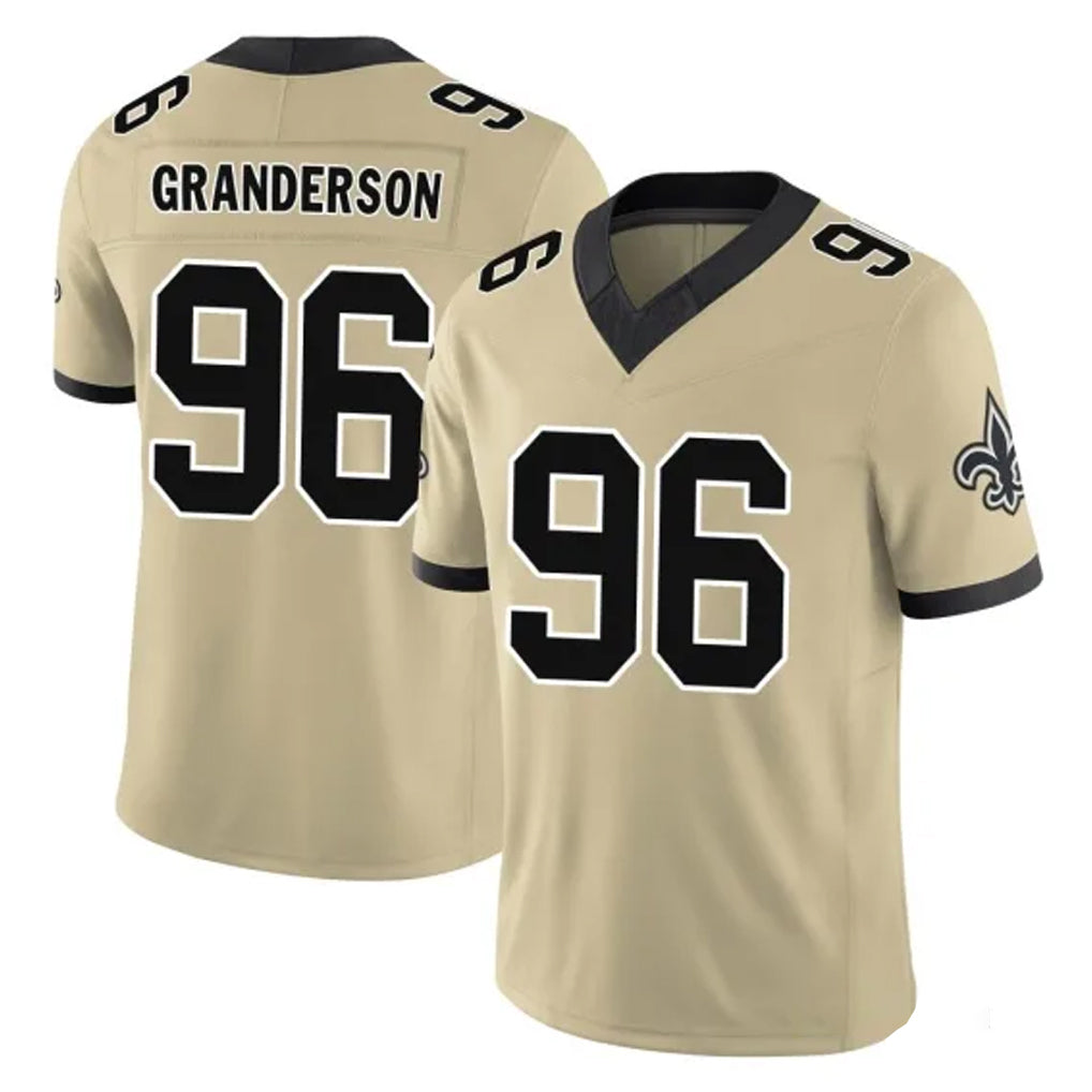 NO.Saints #96 Carl Granderson Player Gold Limited Vapor F.U.S.E. Home Game BALCE Stitched Jerseys