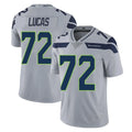 S.Seahawks #72 Abraham Lucas Player Gray Limited Vapor Untouchable Home Game BALCE Stitched Jerseys