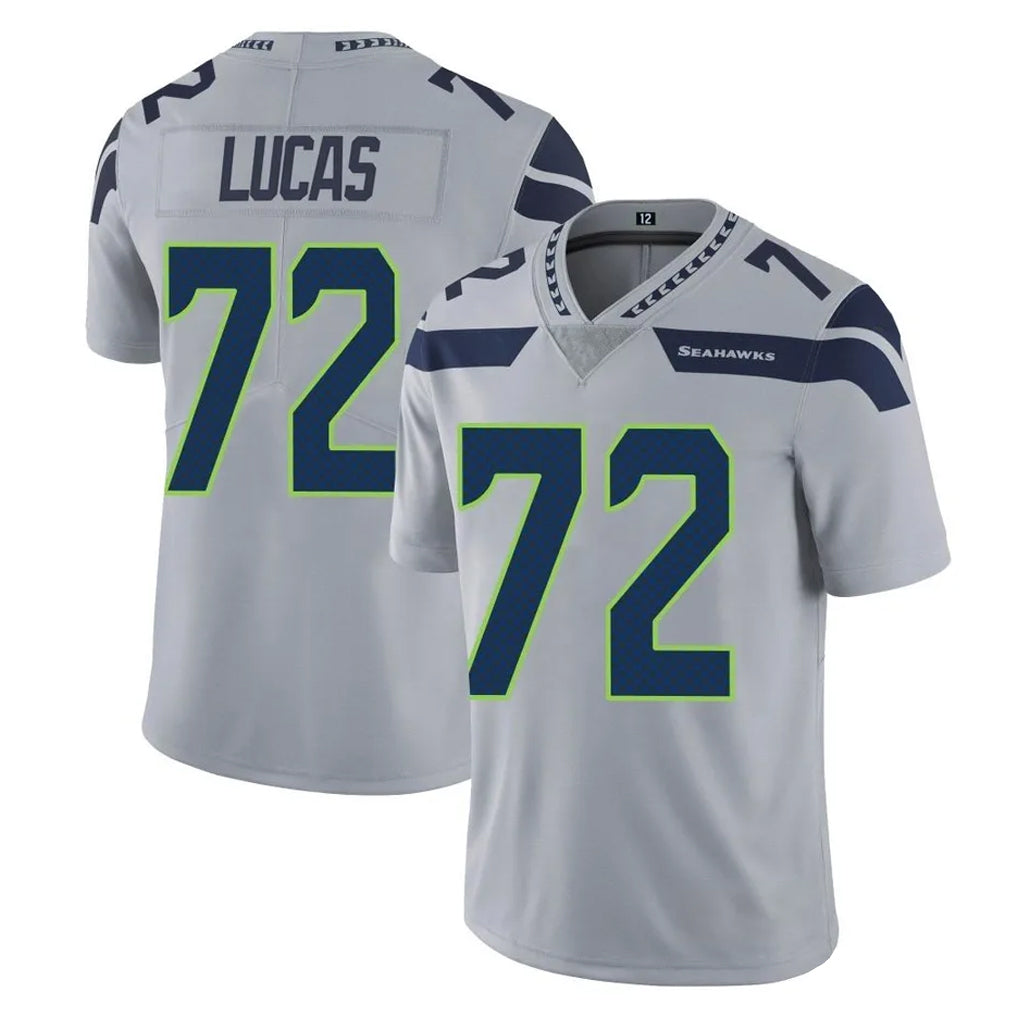 S.Seahawks #72 Abraham Lucas Player Gray Limited Vapor Untouchable Home Game BALCE Stitched Jerseys