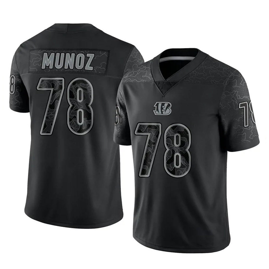 C.Bengals #78 Anthony Munoz Player Black Reflective Limited Game BALCE Stitched Jerseys