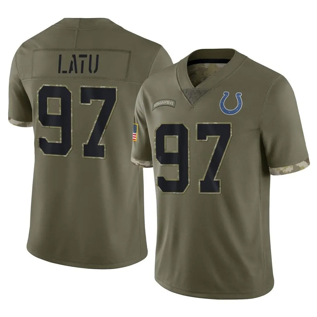 IN.Colts #97 Laiatu Latu Player Olive Salute To Service Limited BALCE Stitched Jerseys