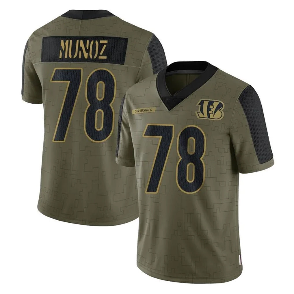C.Bengals #78 Anthony Munoz Player Olive Salute to Service Game BALCE Stitched Jerseys