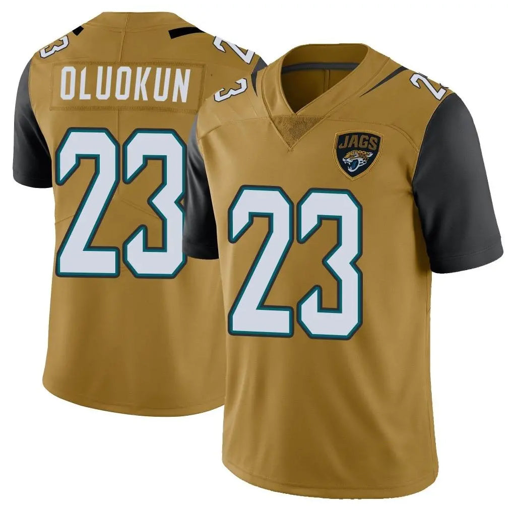 J.Jaguars #23 Foyesade Oluokun Player Gold Vapor Limited Home Game BALCE Stitched Jerseys