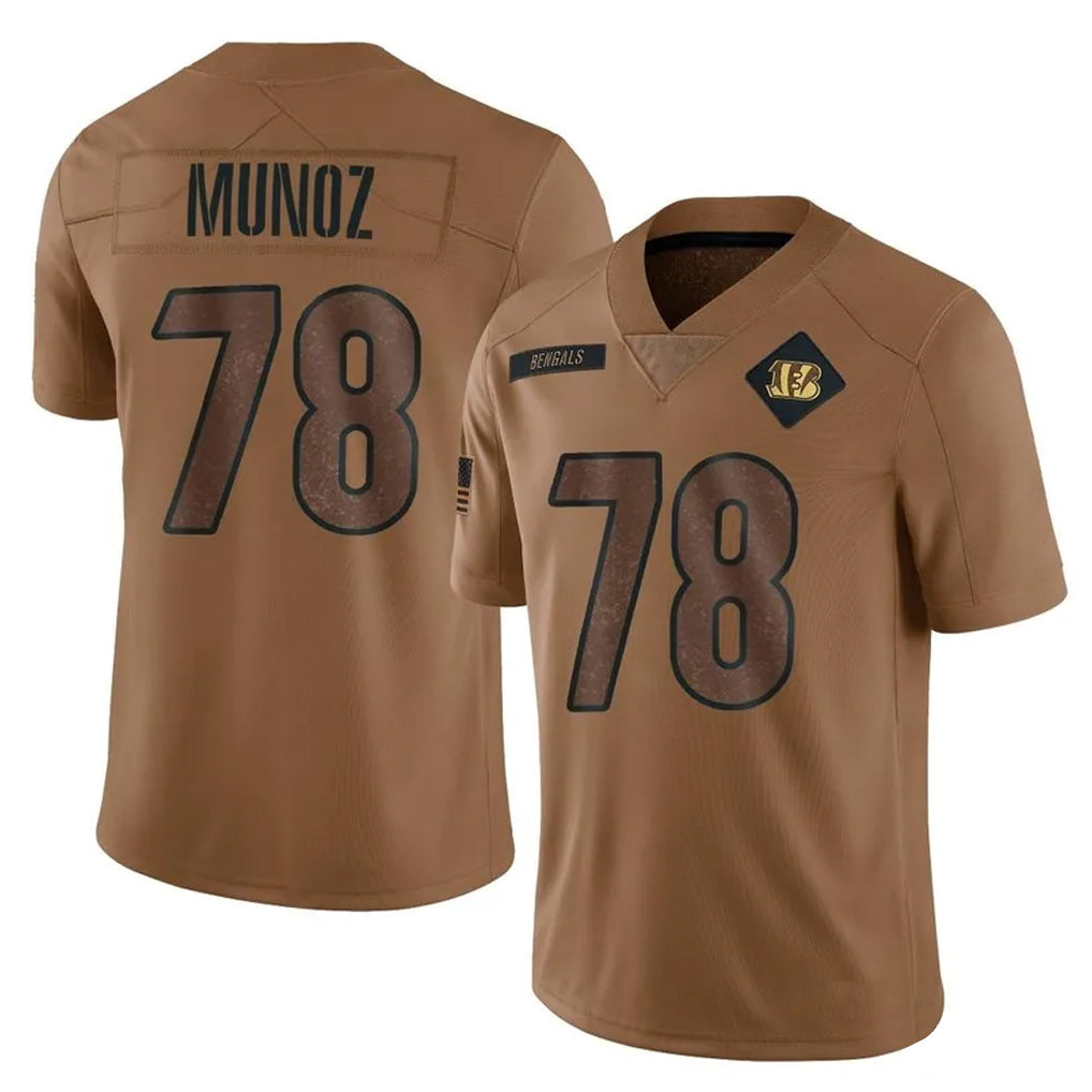C.Bengals #78 Anthony Munoz Player Brown Salute to Service Limited BALCE Stitched Jerseys