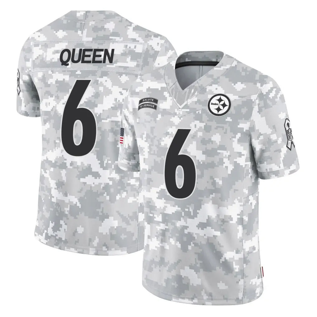 P.Steelers #6 Patrick Queen Player Arctic Camo Limited Salute To Service Home Game BALCE Stitched Jerseys