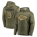 KC.Chiefs #9 Kenneth Walker III Player Olive Salute to Service Pullover Hoodies Home Game BALCE Stitched Jerseys