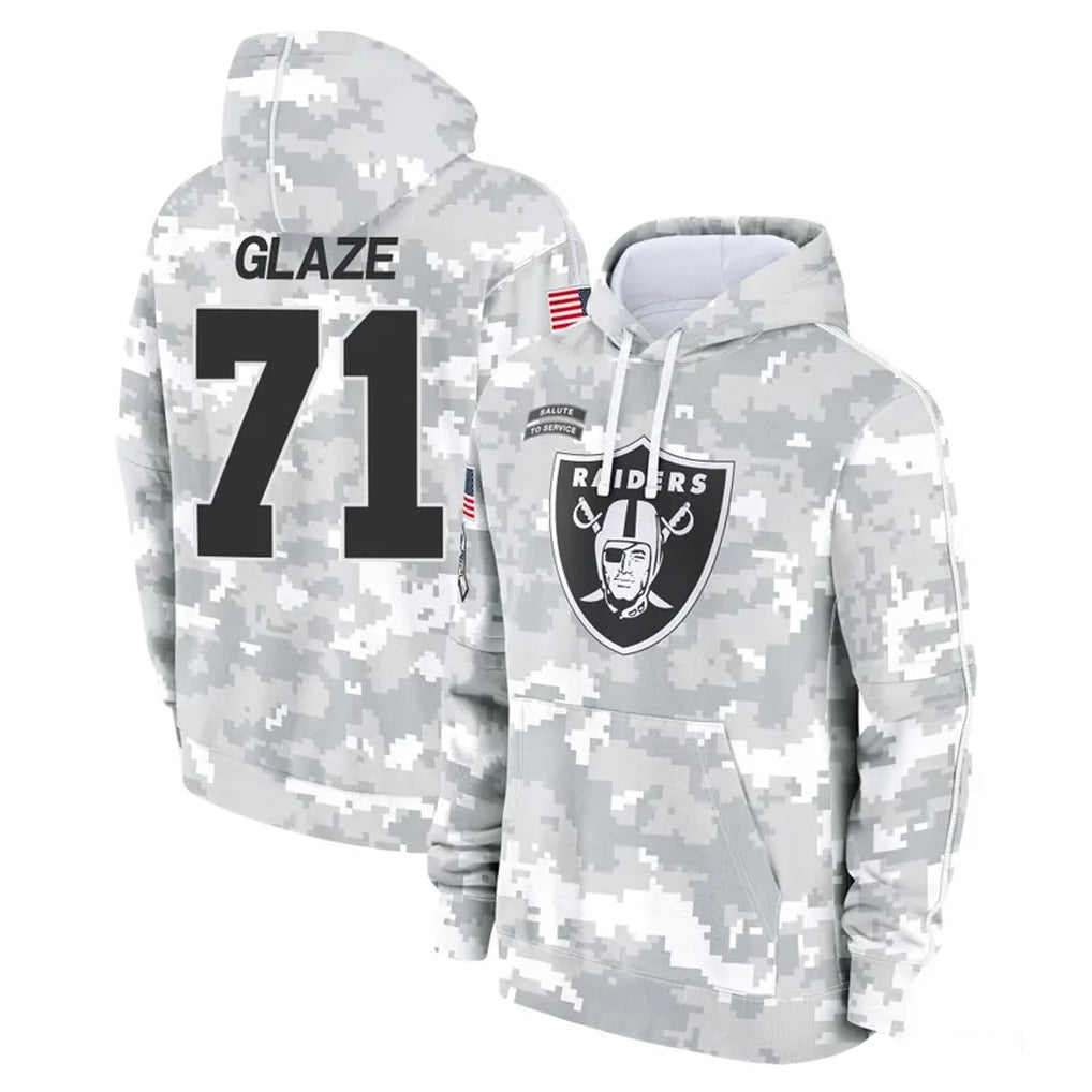 LV.Raiders #71 DJ Glaze Player Arctic Camo Salute to Service Hoodies Limited Game BALCE Stitched Jerseys