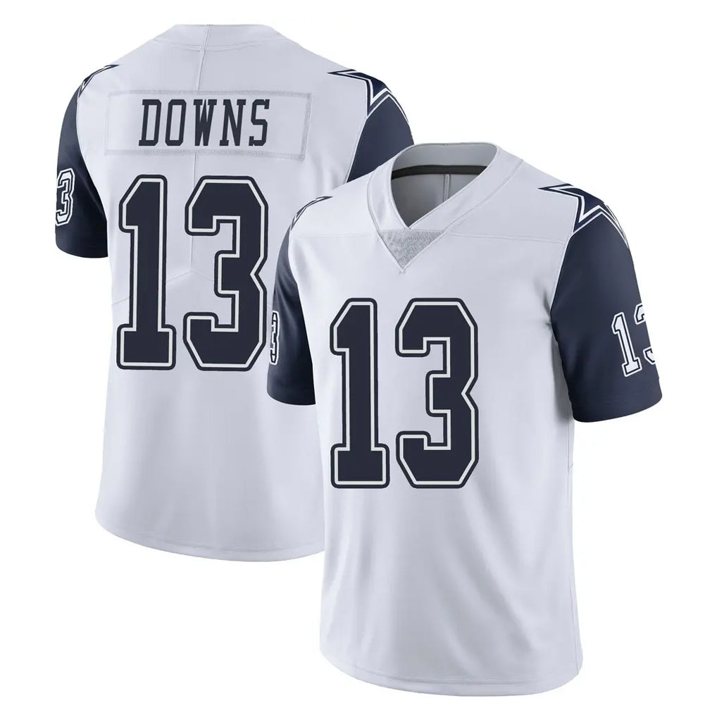 D.Cowboys #13 Caleb Downs Player White-Navy Limited Color Rush Vapor Untouchable Home Game BALCE Stitched Jerseys