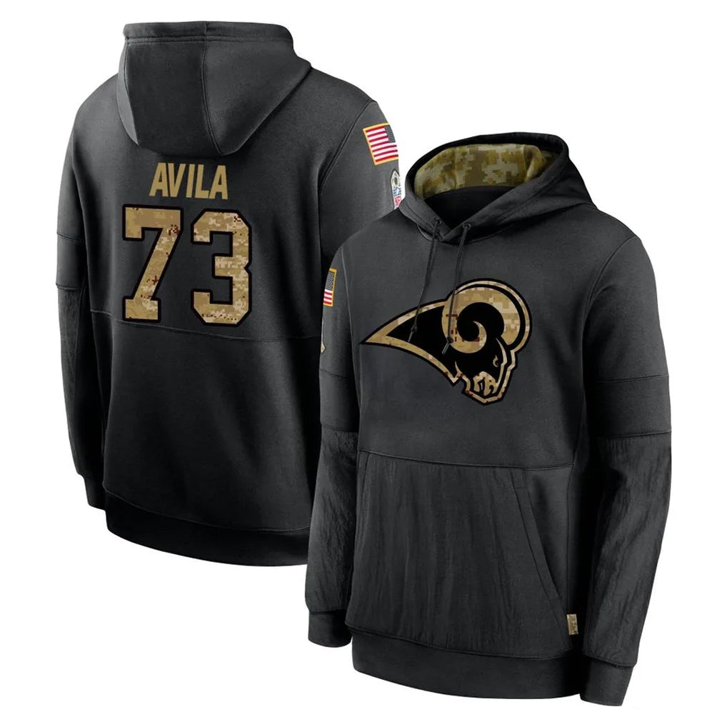 LA.Rams #73 Steve Avila Player Black Salute to Service Hoodies Limited Game BALCE Stitched Jerseys