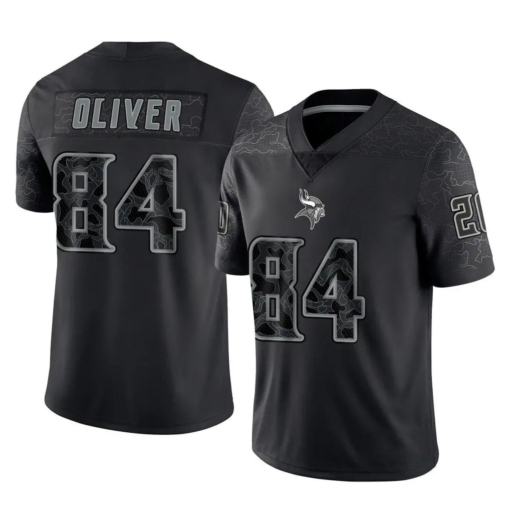 M.Vikings #84 Josh Oliver Player Black Reflective LImited Home Game BALCE Stitched Jerseys