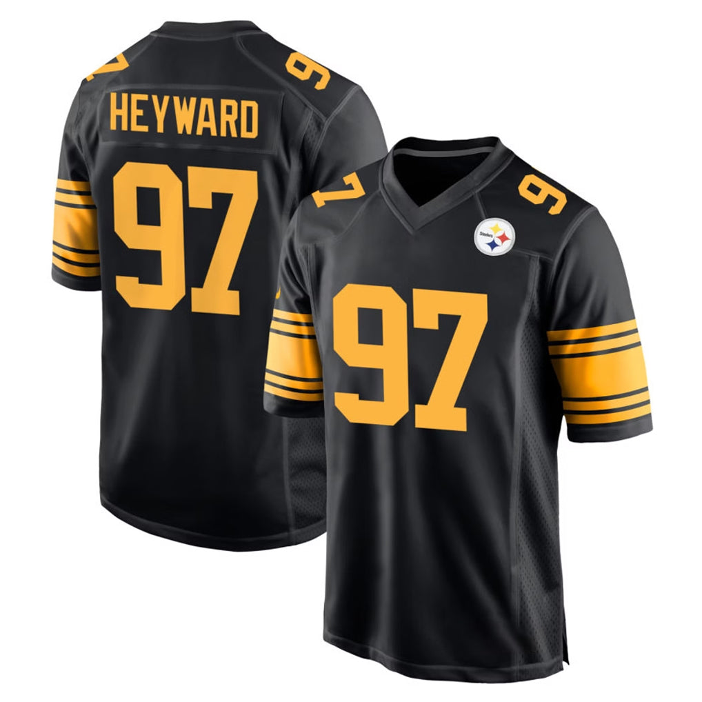 P.Steelers #97 Cameron Heyward Player Black Color Rush Home Game BALCE Stitched Jerseys