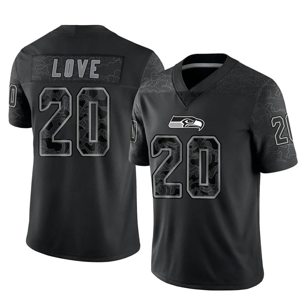 S.Seahawks #20 Julian Love Player Black Limited Reflective Home Game BALCE Stitched Jerseys