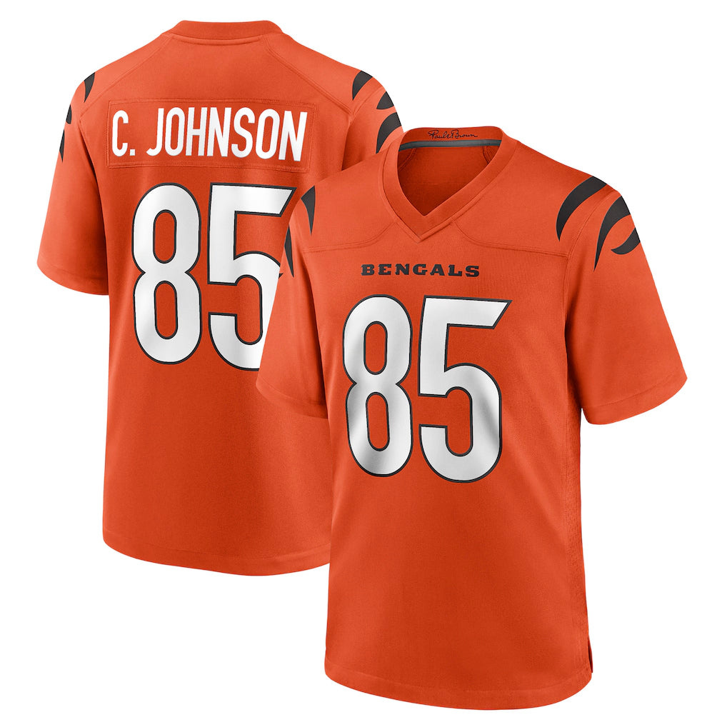 C.Bengals #85 Chad Johnson Player Orange Home Game BALCE Stitched Jerseys