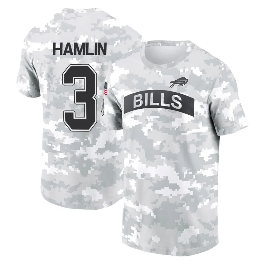 B.Bills #3 Damar Hamlin Player Arctic Camo Salute to Service T-Shirt Hoodies BALCE Stitched Jerseys