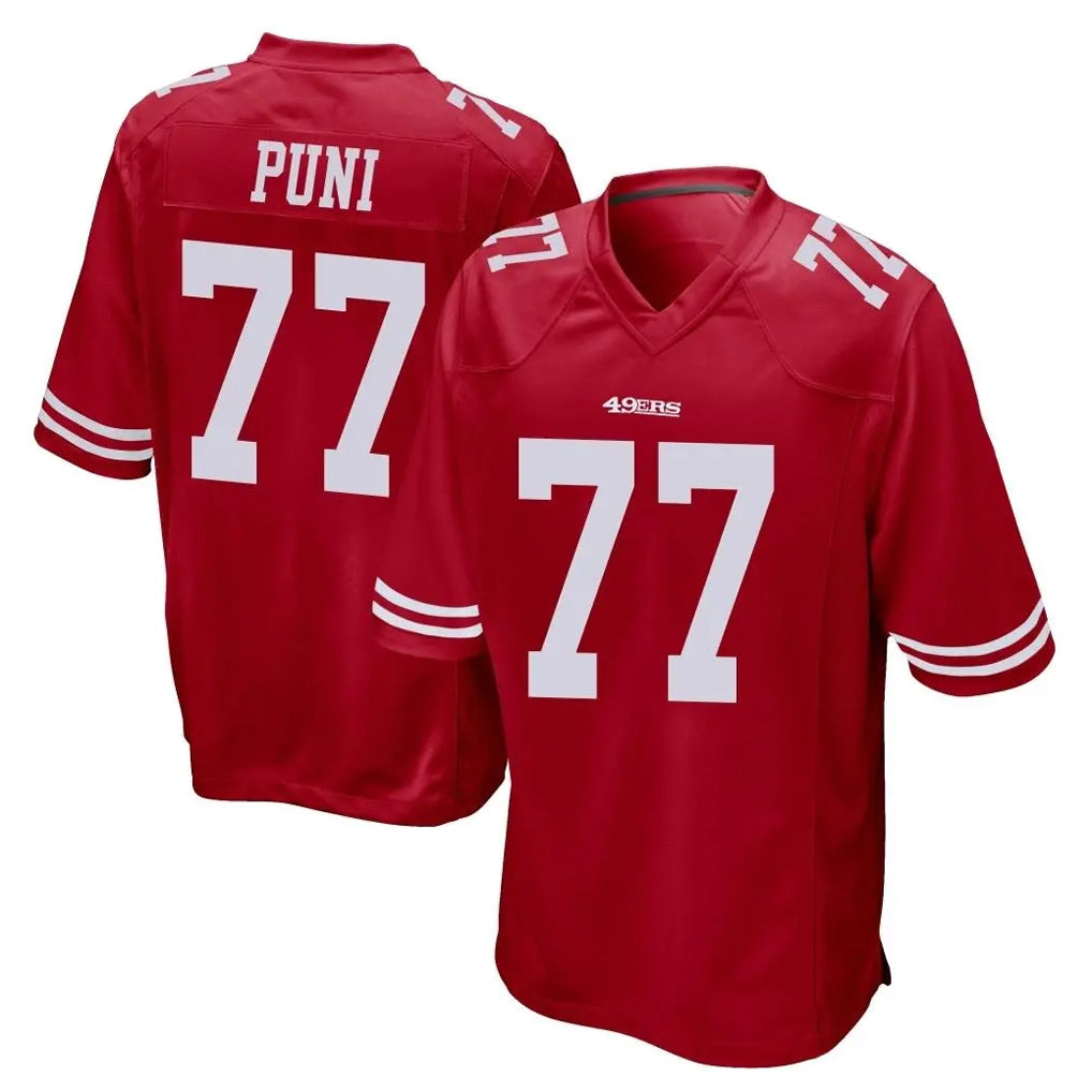 SF.49ers #77 Dominick Puni Player Red Home Game BALCE Stitched Jerseys
