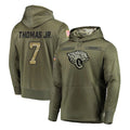 J.Jaguars #7 Brian Thomas Jr. Player Olive Salute to Service Pullover Hoodies Home Game BALCE Stitched Jerseys