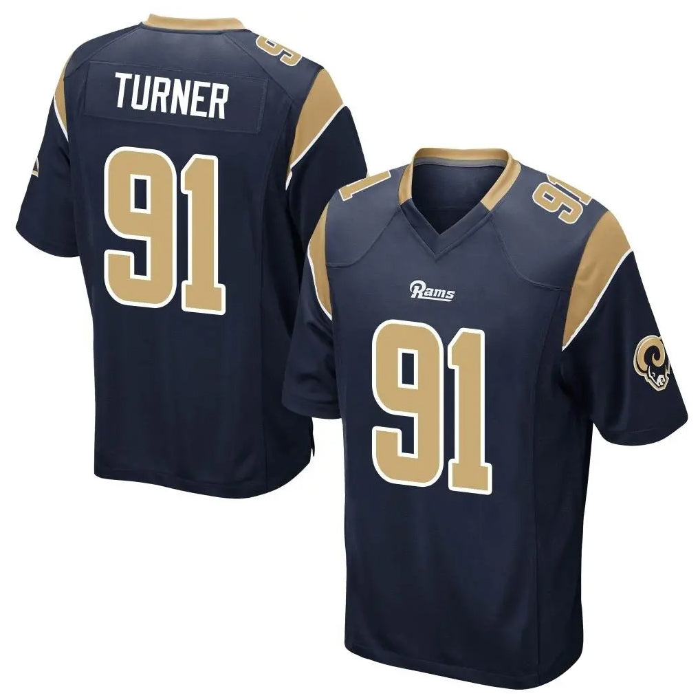 LA.Rams #91 Kobie Turner Player Navy Home Game BALCE Stitched Jerseys