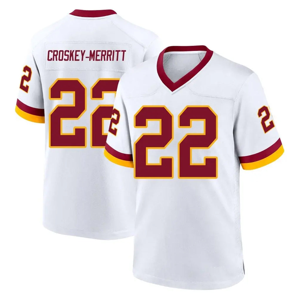 W.Commanders #22 Jacory Croskey-Merritt Player White Home Game BALCE Stitched Jerseys