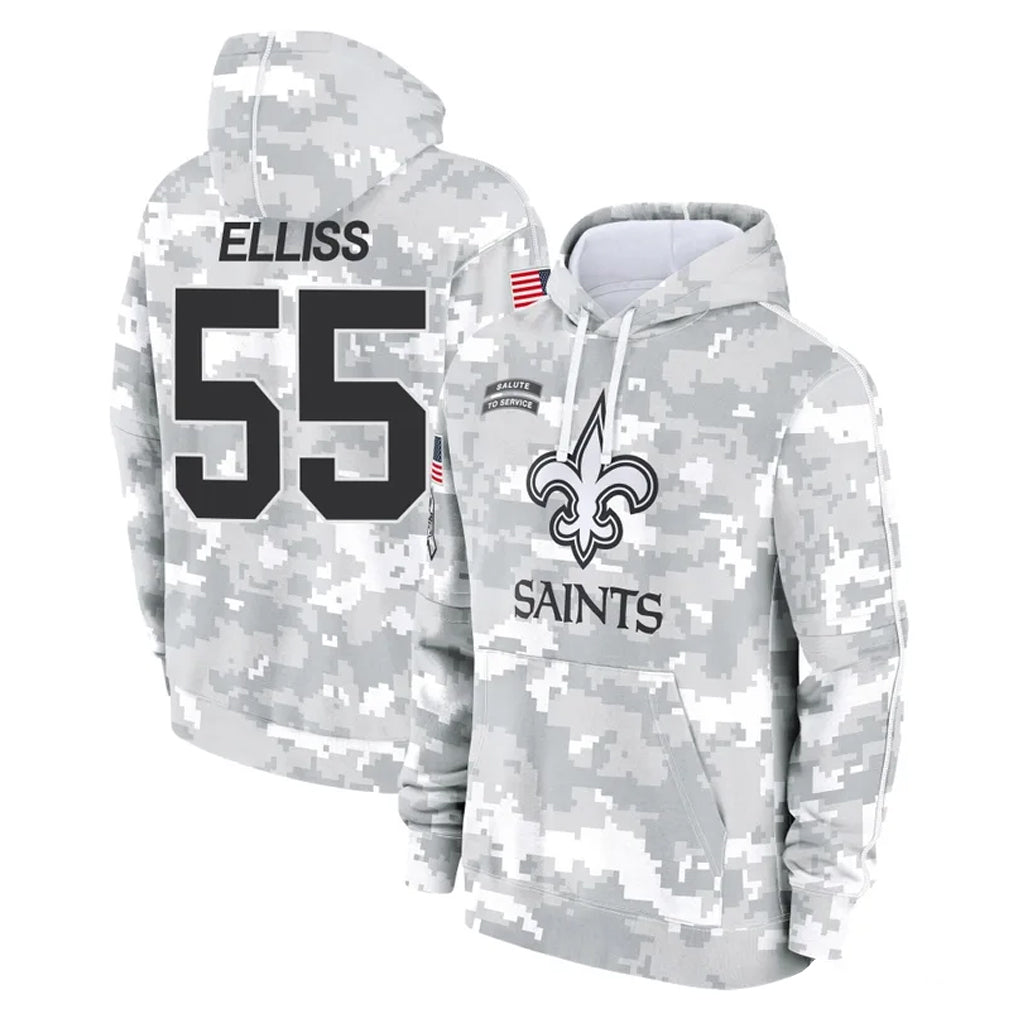NO.Saints #55 Kaden Elliss Player Arctic Camo Salute to Service Pullover Hoodies Limited Game BALCE Stitched Jerseys
