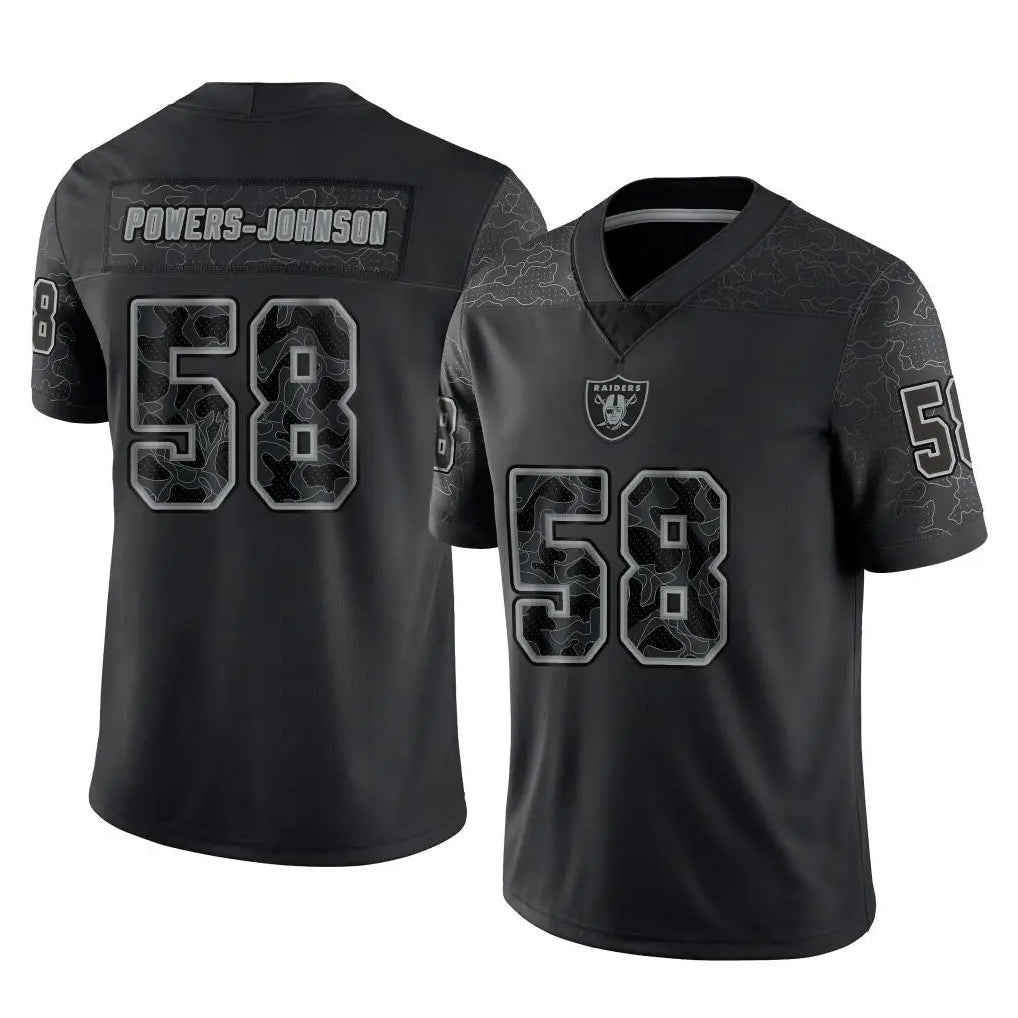 LV.Raiders #58 Jackson Powers-Johnson Player Black Reflective Limited Game BALCE Stitched Jerseys