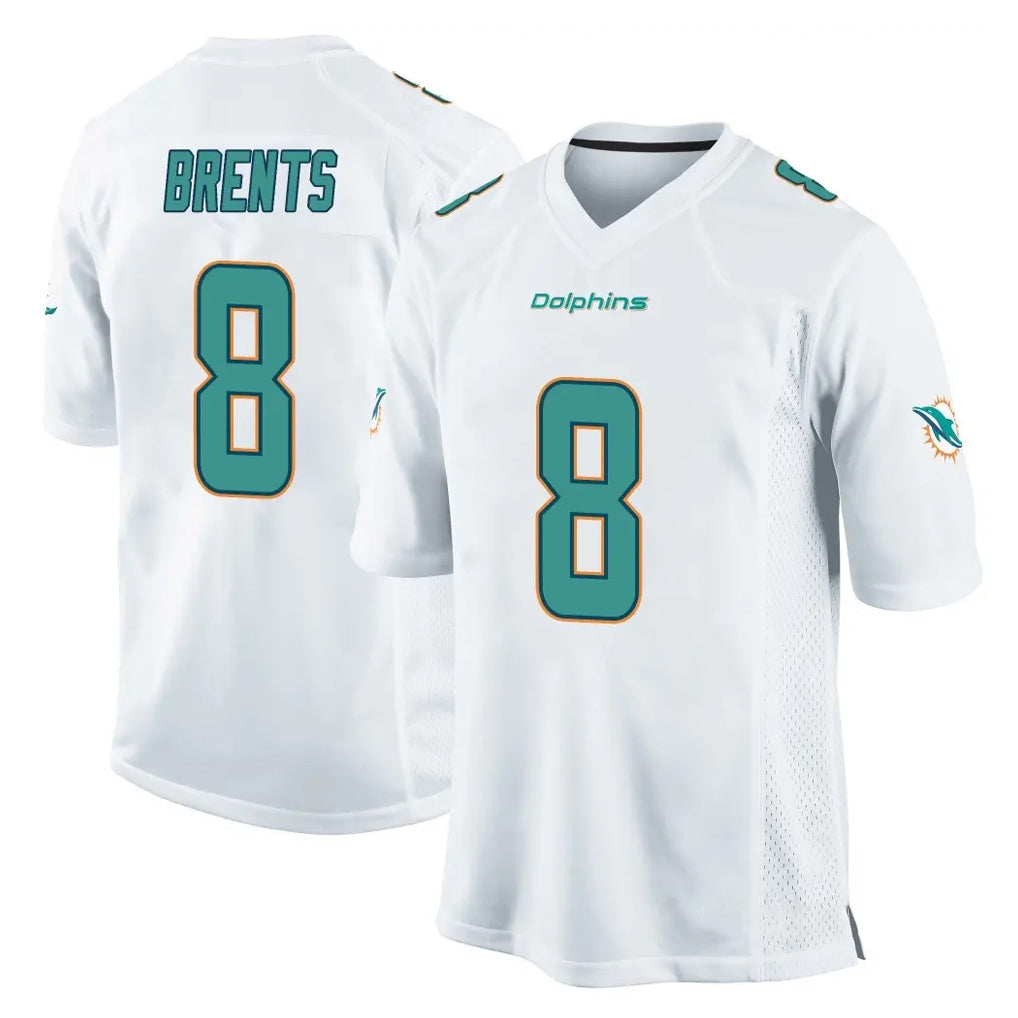 M.Dolphins #8 JuJu Brents Player White Home Game BALCE Stitched Jerseys