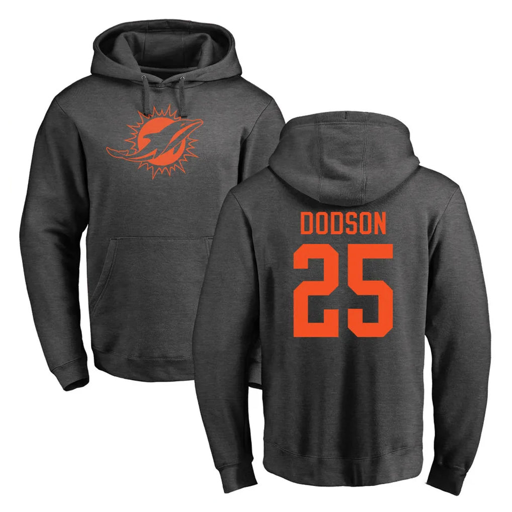 M.Dolphins #25 Tyrel Dodson Player Darkgray Pullover Hoodies Limited BALCE Stitched Jerseys
