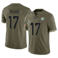 M.Dolphins #17 Trey Moore Player Olive Salute To Service Limited BALCE Stitched Jerseys