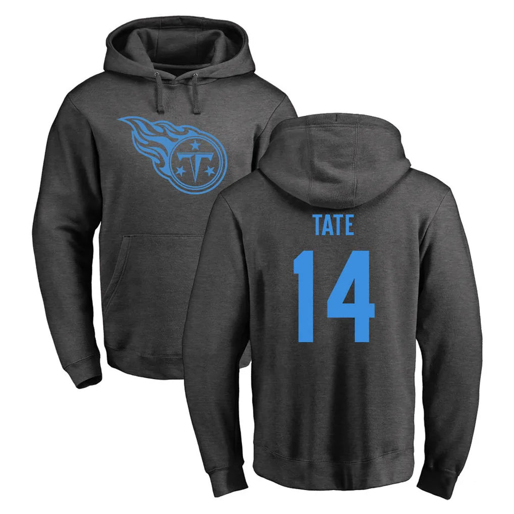 T.Titans #14 Carnell Tate Player Ash One Color Pullover Hoodies Home Game BALCE Stitched Jerseys